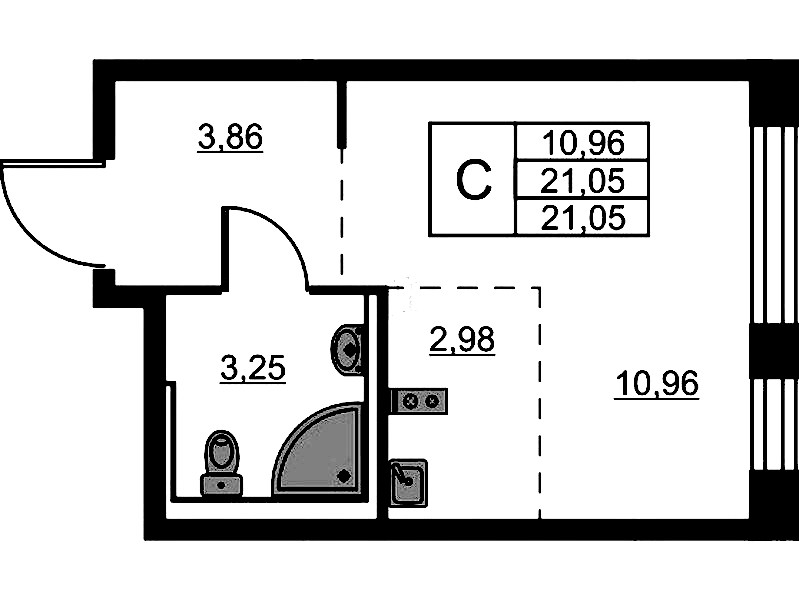 Квартира студия 21.05 м², 3/24 эт., ЖК «Живи! В Рыбацком»